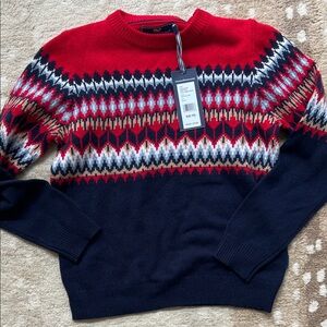 Vineyard Vines Boys Size 8-10 Red and Navy Crewneck Sweater